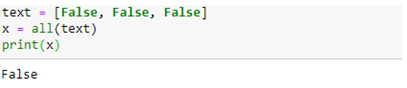 All() method in PythonBuilt in Function
