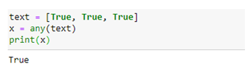 Any() method in PythonBuilt in Function