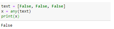 Any() method in PythonBuilt in Function