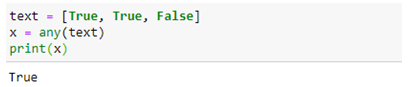 Any() method in PythonBuilt in Function