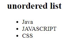 HTML Unordered List