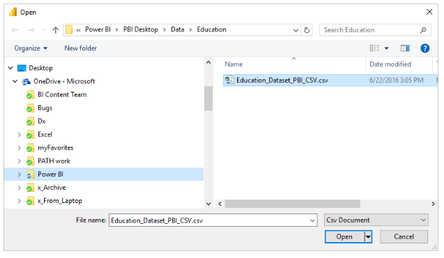 Power BI - Connect to CSV files